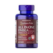 All in One Omega 3, 5, 6, 7, 9 + Vitamin D3 – 60 Softgels